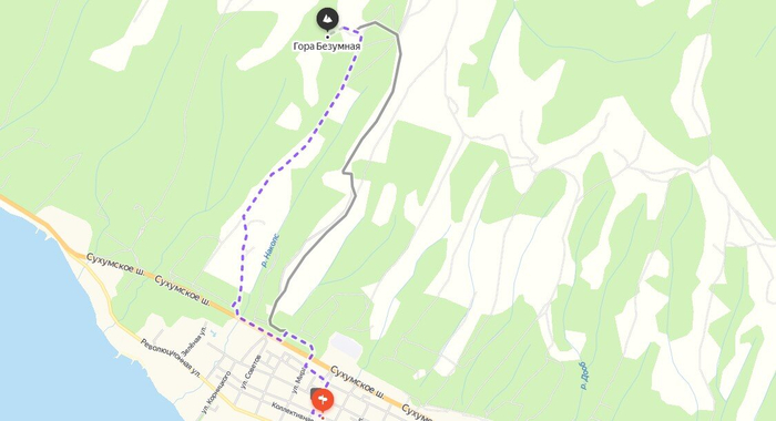 Маршрут на гору Безумная