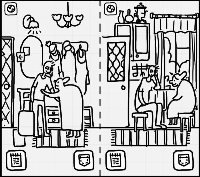 Затем, для понимания насколько большую локацию нужно сделать, был нарисован примерный прототип вида с телефона: