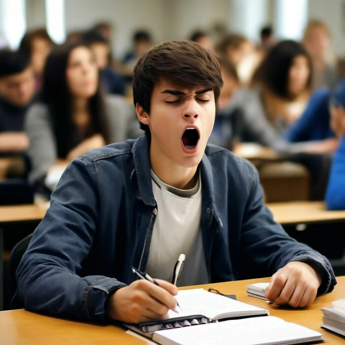 Так выглядит зевающий студент по мнению ИИ.