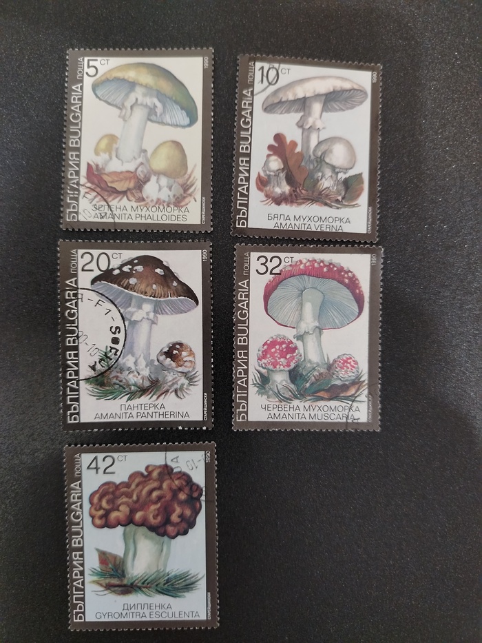 Марки - Ядовитые грибы 1990г (Болгария)