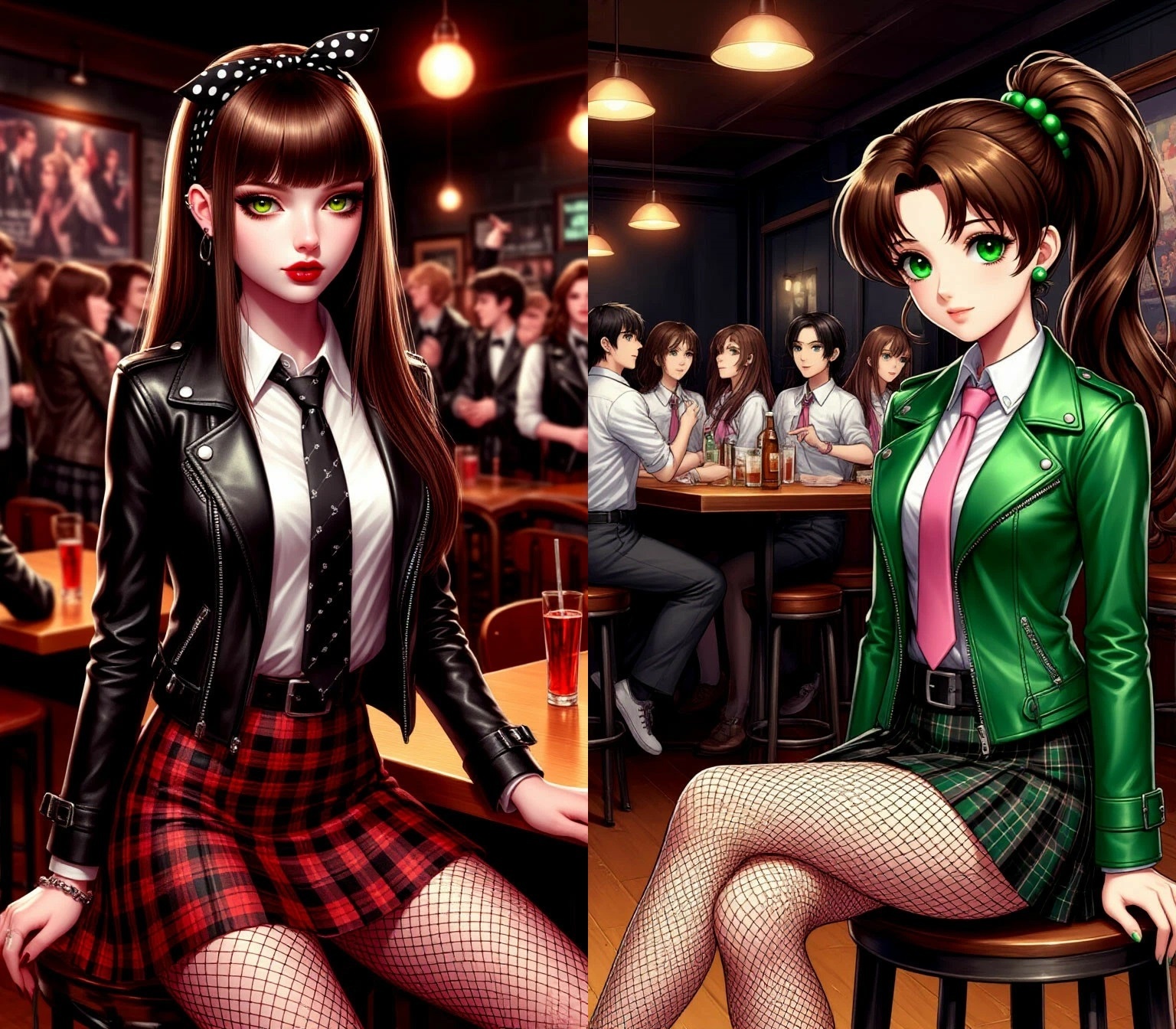 Kera Smith (aka Miya Trisha) from the Friendzone Universe had a good conversation with Makota Kino (aka Sailor Jupiter) - Masterpiece (Yandex), Romance, Sailor Moon, Sailor Jupiter, Neural network art, Girls, Girl, Altushki, Grunge, Rock, Bar, Women Friendship, Longpost