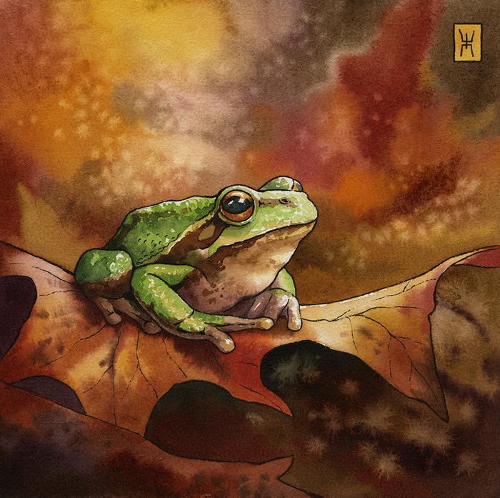 Акварель, хлопковая бумага 21х21см, линеры. 2025г