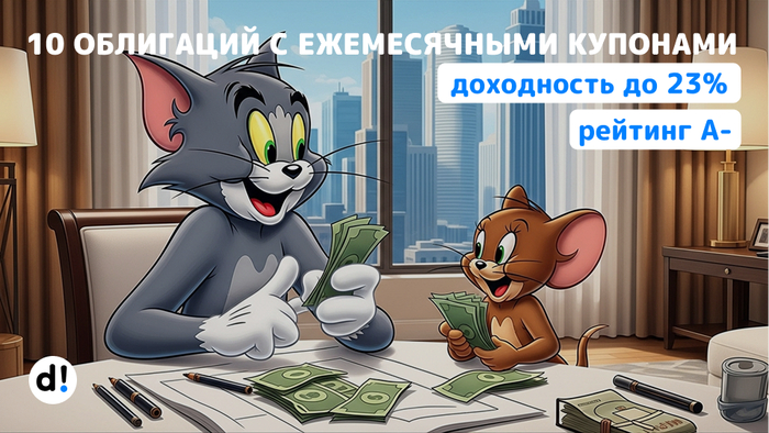 10 облигаций с сочными купонами на каждый месяц. Текущая купонная доходность от 19% до 23%