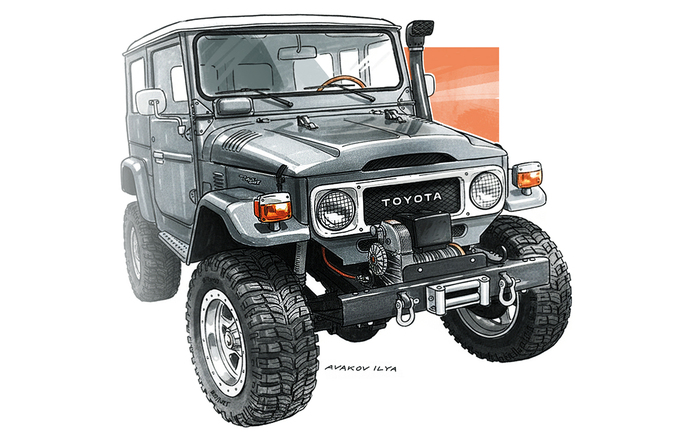 Скетч автомобиля Toyota Land Cruiser FJ