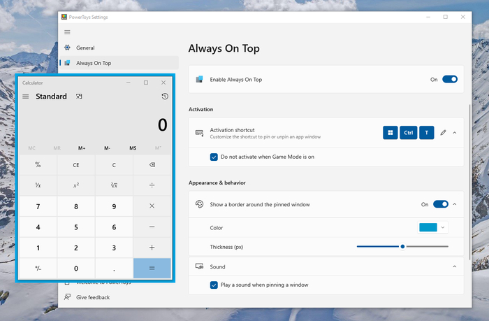 пример работы Always On Top