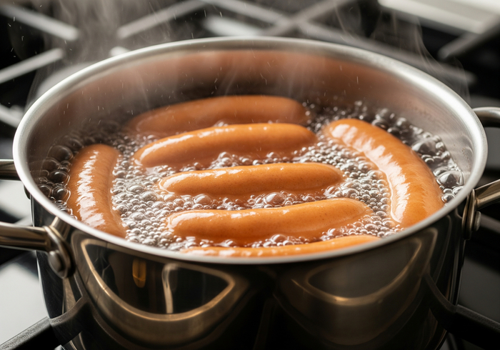Сосиски варятся в кастрюле