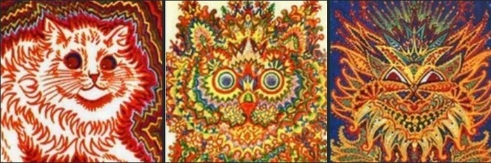 Коты, нарисованные художником в период душевного заболевания