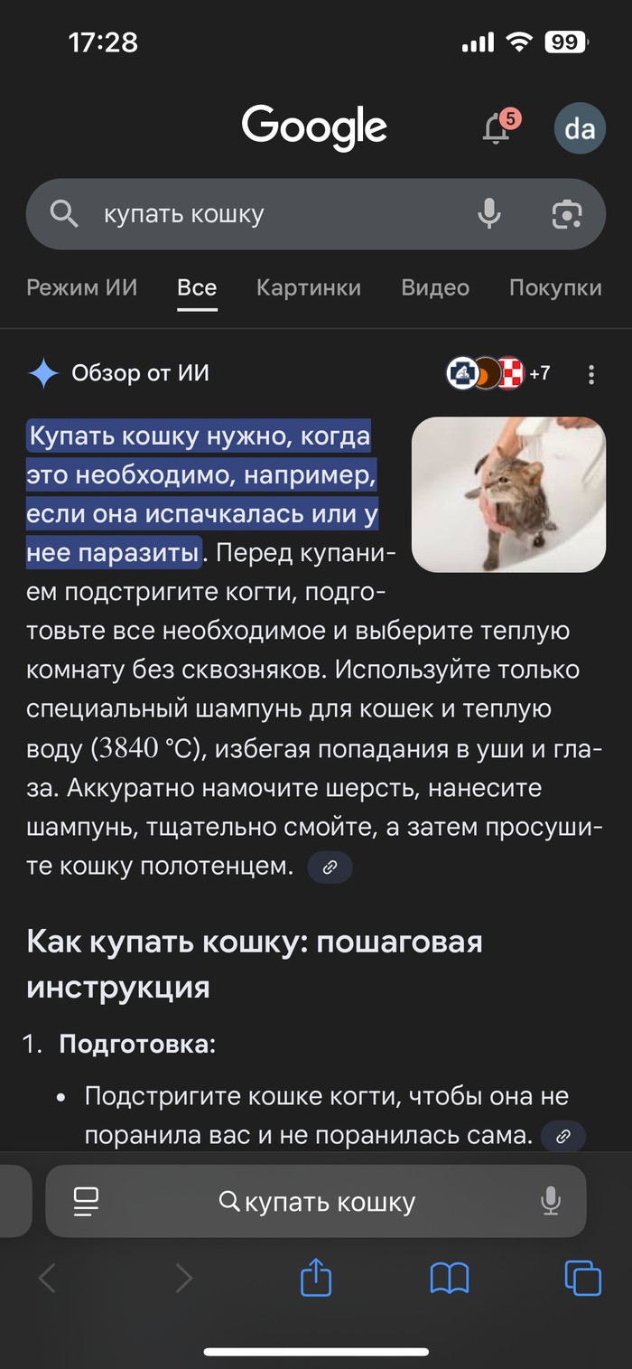 Как искупать кошку (и заодно сварить)