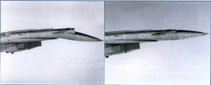 Т-4 в полете с разным положением носовой части