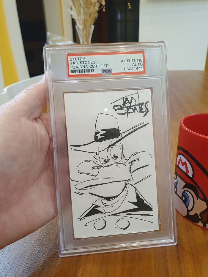 Скетч "Черный Плащ" Тэд Стоунс с автографом Tad Stones Darkwing Duck