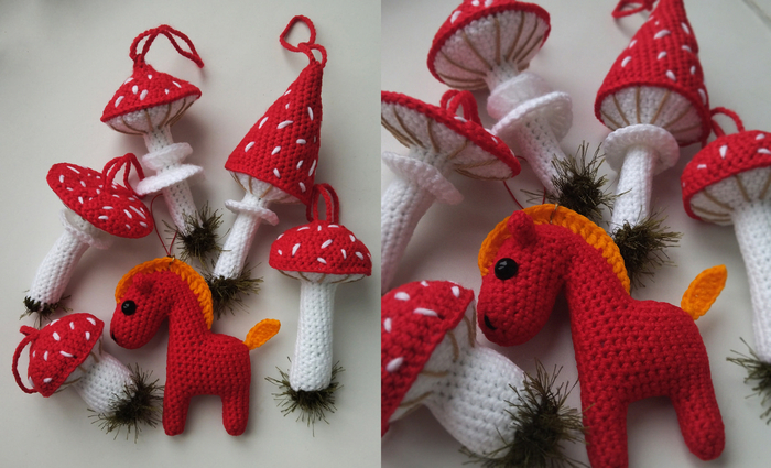 Лошадь в грибах