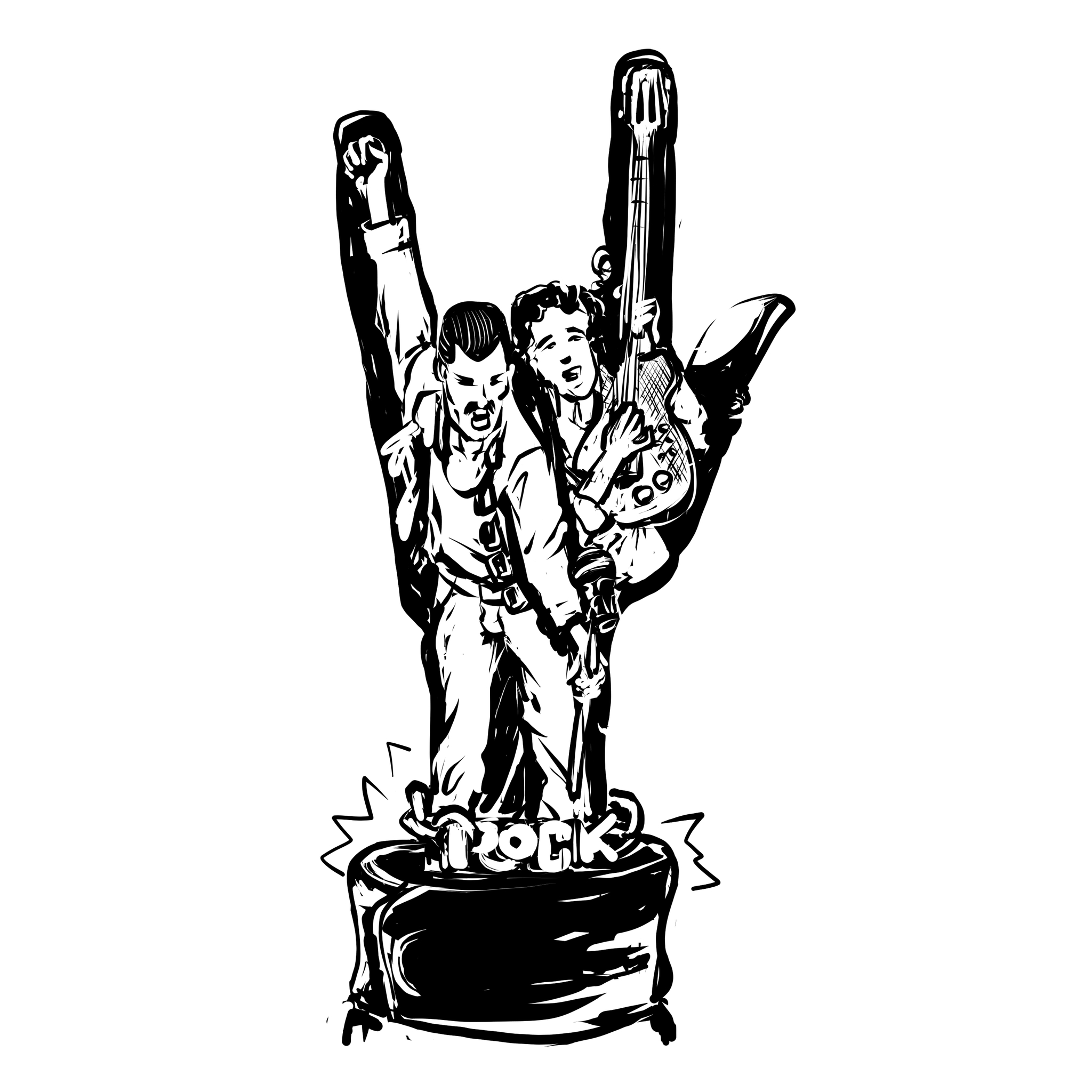 ILY Rock - Моё, Рисунок, Krita, Рок, Queen, Набросок