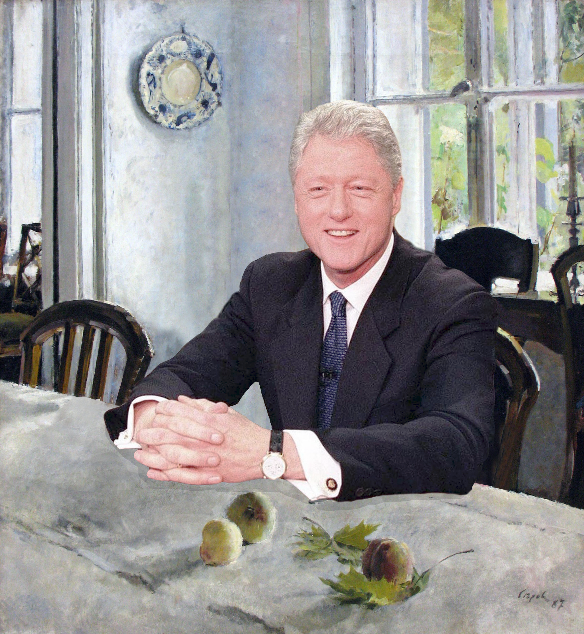 Не многие помнят, но на этой картине тоже девочка с персиками - Моё, Photoshop, Фотошоп мастер, Девочка с персиками, Билл Клинтон