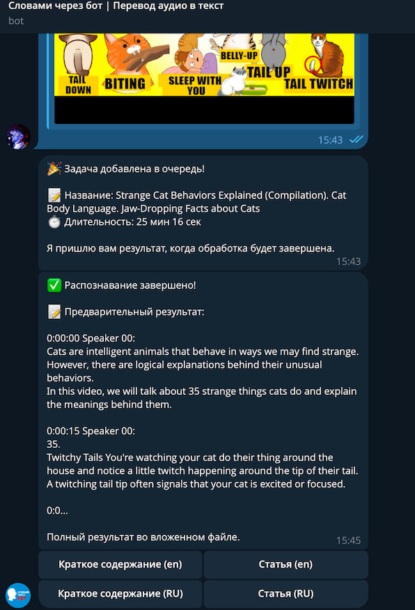 Кнопки выбора появляются после того как распознавание завершено (примерно три минуты)