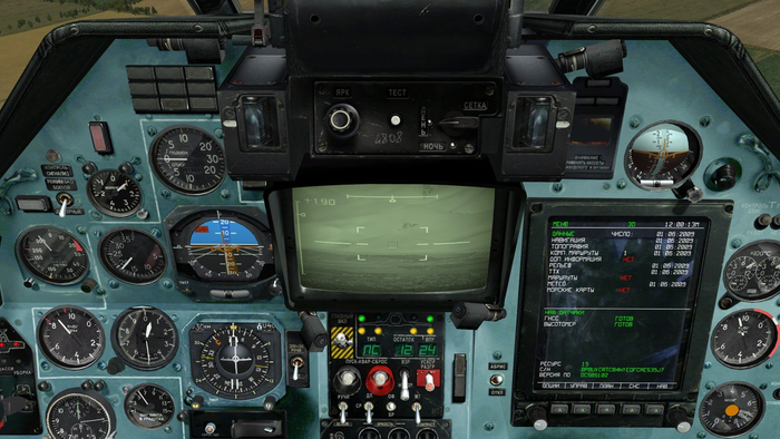 Монитор системы "Шквал" в авиасимуляторе DCS Black Shark. Через него летчик ведет поиск цели и применяет вооружение.