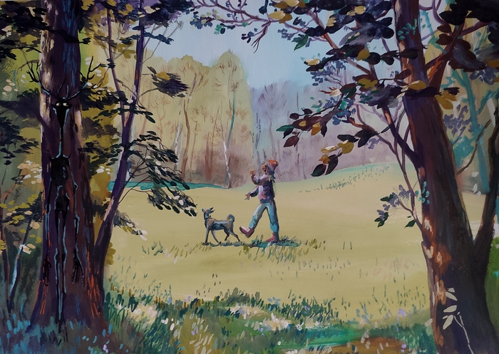 Переждать. Гуашь, а2