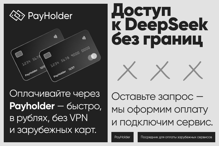 Как оплатить DeepSeek: простой способ оплаты из России и Беларуси через Payholde1