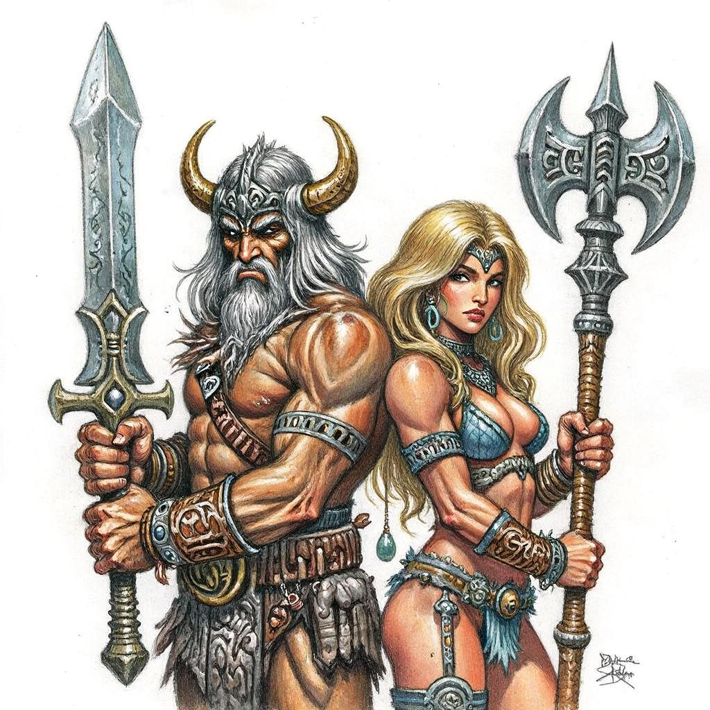 Barbarians - My, Neural Network Content, Neural network art, Barbarian, Pinanoc, Barbarian, Flux, Dungeons & dragons