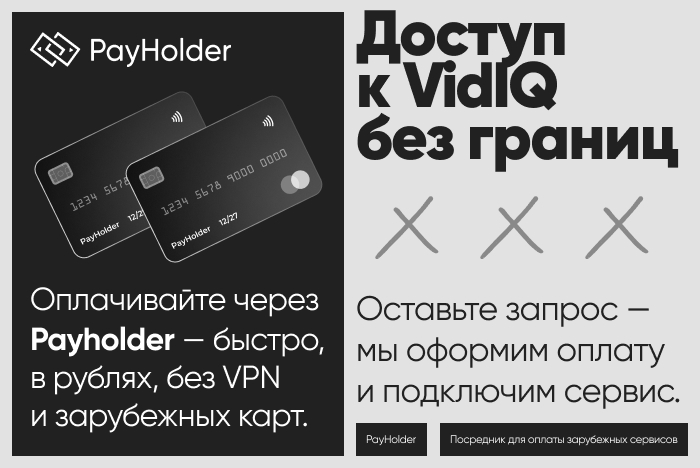 Пошаговая инструкция: оплата VidIQ через Payholder