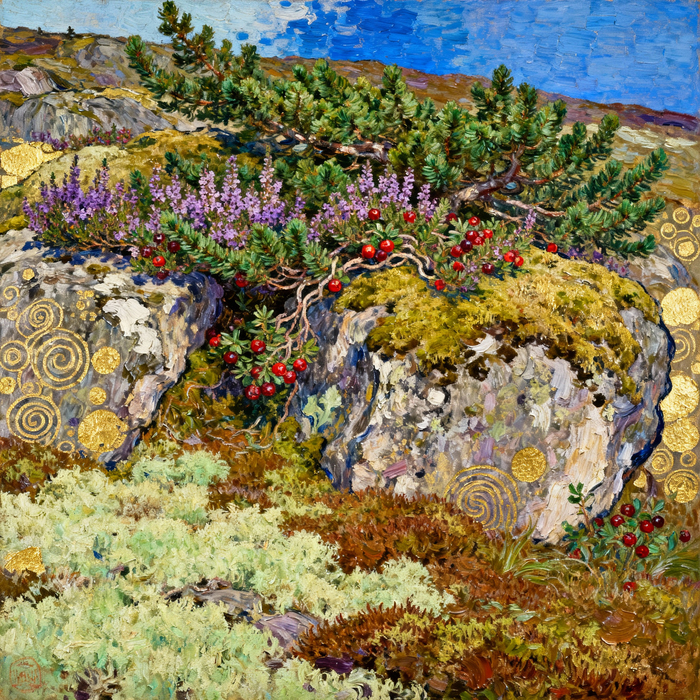 "Мы хвойные, с нами мох!" / Картина пикселами / ИИ:нейросеть