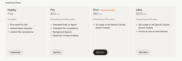 Cursor  :    Pro, Plus  Ultra