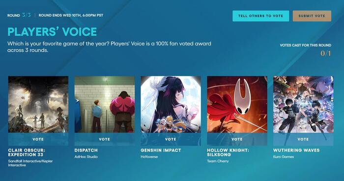    Players' Voice  The Game Awards 2025