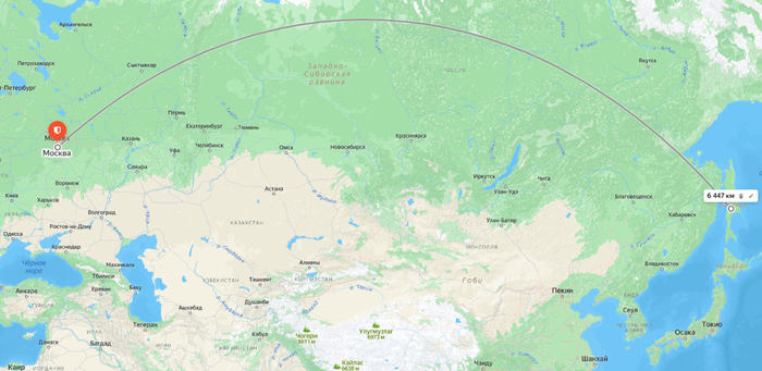 Почти 6 500 км. от Москвы до Сахалина!