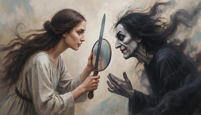 Я попросила нейронку "нарисовать правду и ложь". Вот, что вышло. Как вам? По-моему, клёво!