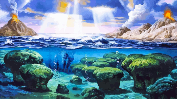 Насыщение океанов кислородом. Архейская эра: 4 - 2,5 млрд лет до нашей эры.