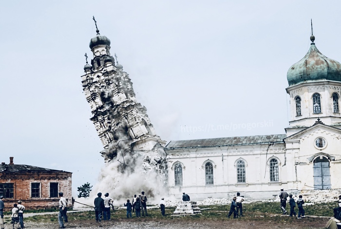Уникальные кадры разрушения Свято-Пантелеймоновской церкви в городе Ейск в 1936 году