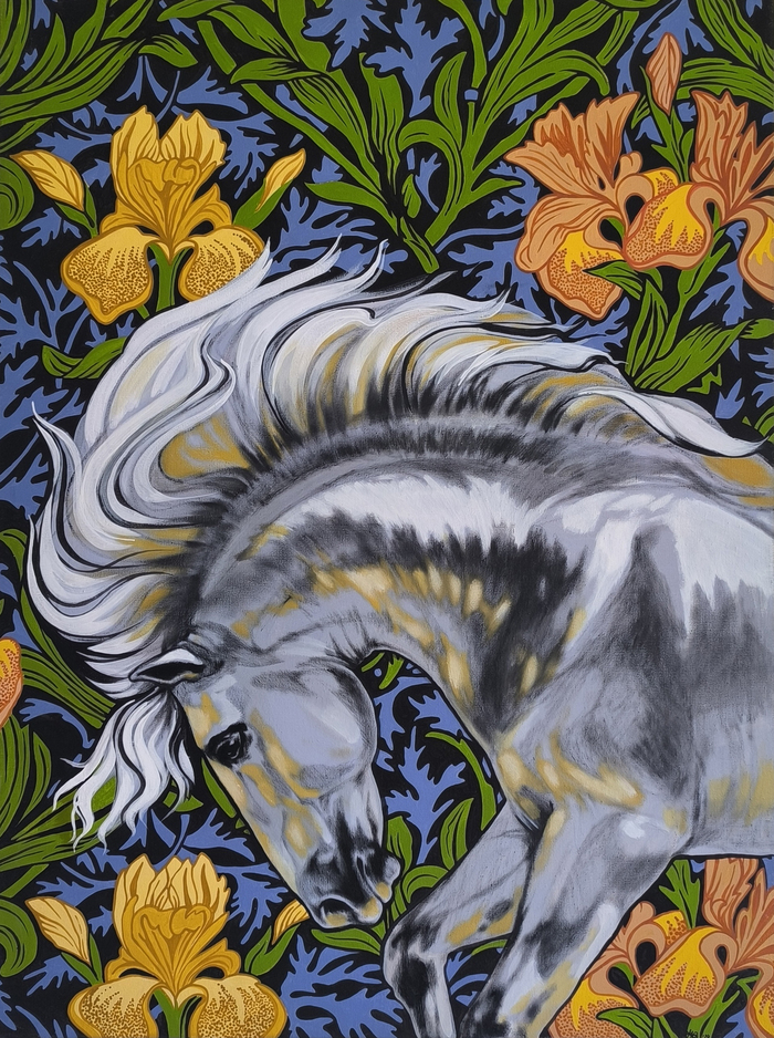 Картины одной серии вдохновили на их создание орнаменты Уильяма Морриса.