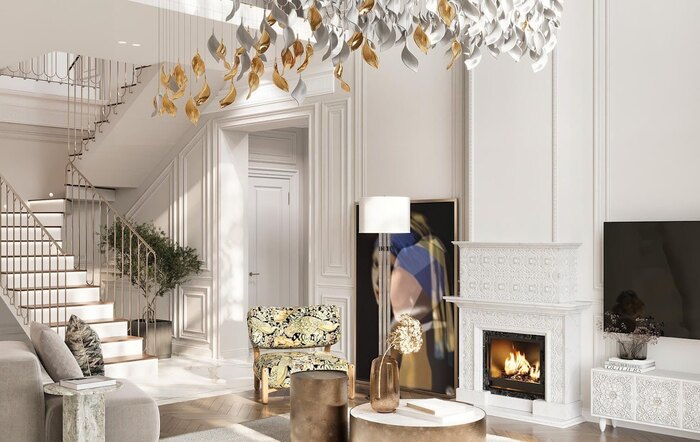 Современный премиум интерьер с элементами русского стиля и ар-деко 