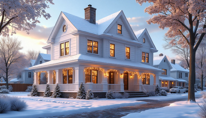 Дом в селе зимой