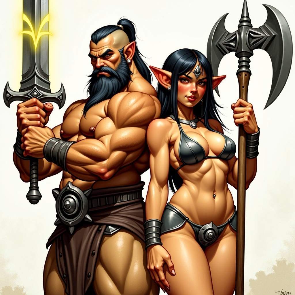 Barbarians - My, Neural Network Content, Neural network art, Pinanoc, Barbarian, Dungeons & dragons, Flux, Barbarian