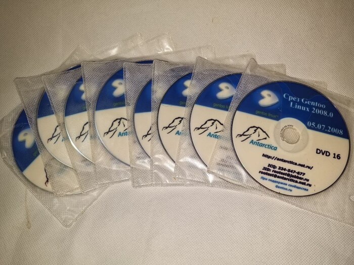 ���� Gentoo Linux �� 16 DVD ������.