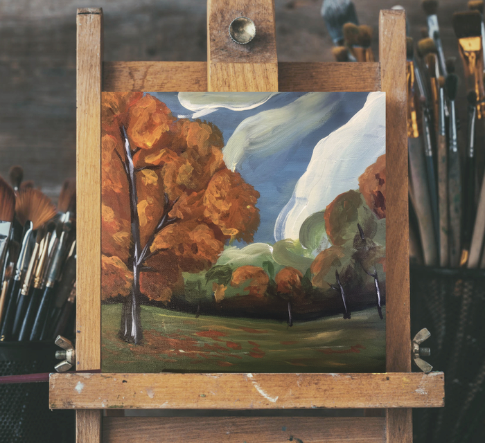 Мольберт прифотошоплен, но картина реальна, и это именно ее фотография.