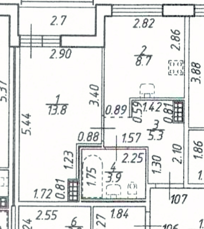 Слева, где 1/13.8