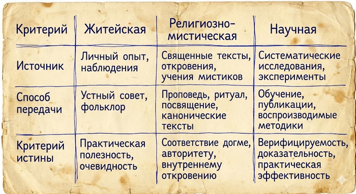 Различия в способах получения и передачи знаний