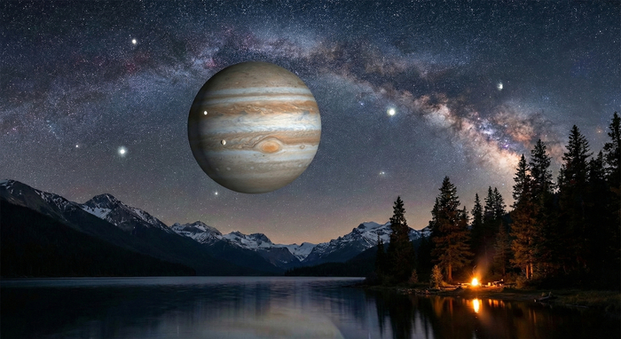 Night landscape with Jupiter