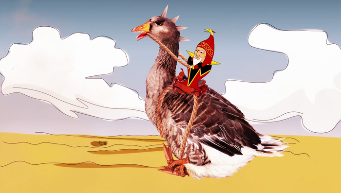 Злобный злодей Деймос верхом на гигантском... гусе? Чего?