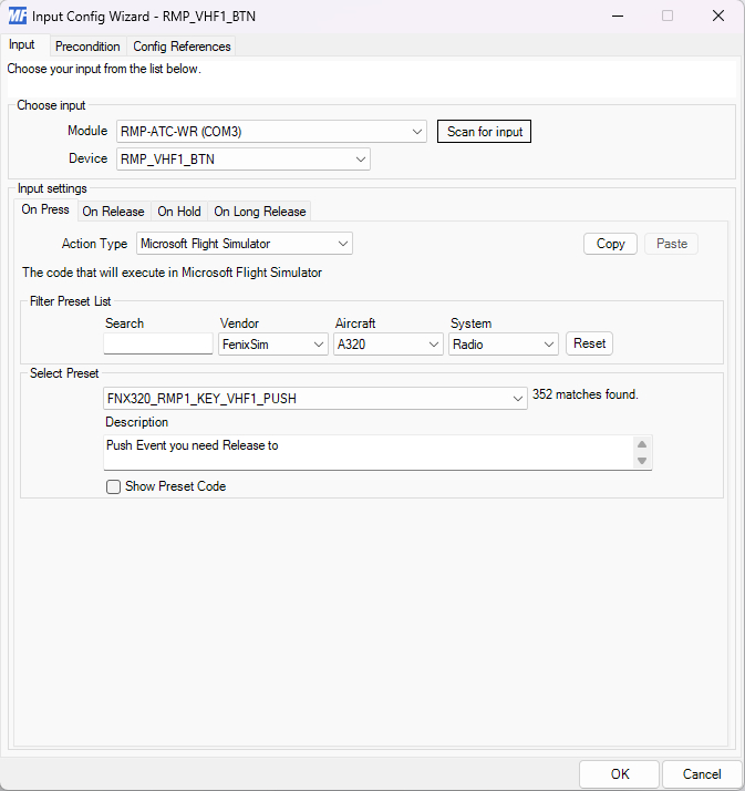 ������ ��� ������ VHF1, ��������� �������, ������ � ����� ������ ����������, � ������ ������ RMP1_KEY_VHF1_PUSH