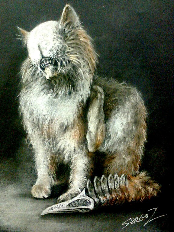 Ну и сам рисунок Чужого котика-ксенокотика)