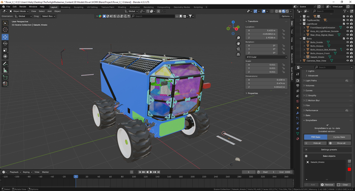 ��� ������ 2 ���� �� �������� blender � ���������� ���� ��������� �� ������� ��� ��������, ���������, Merge Vertices, �������, UV, ���������� ���������� ��������� � 350000 �� 185 000.