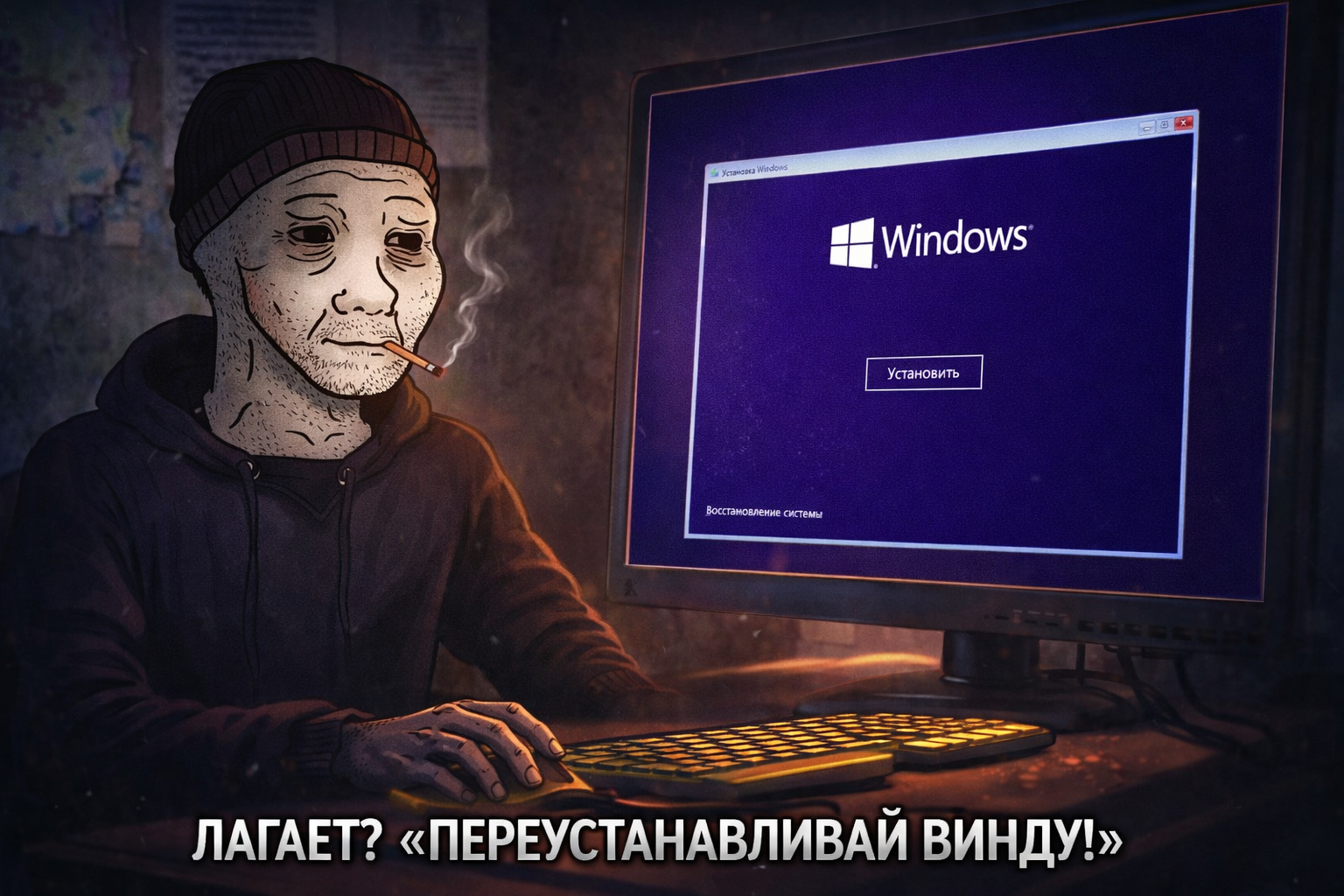 Don't know what the problem is? Reinstall Windows. - My, Telegram (link), Images, Picture with text, Memes, Windows, Windows 10, Windows 11, Windows 7, Windows 8, Windows XP