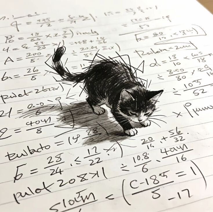 I will definitely pass the exam. - Art, Drawing, cat, Notebook, The equation, Neural Network Content, From the network