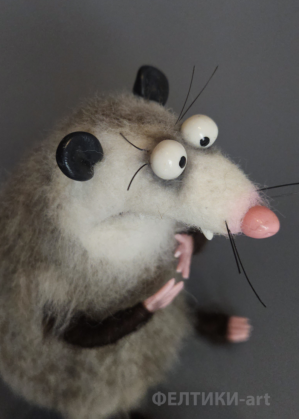 Anxious possum - My, Dry felting, Needlework without process, Humor, Souvenirs, Handmade, Author's toy, Figurines, Longpost