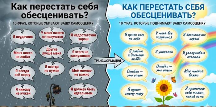 Как перестать себя обесценивать? 10 фраз, которые убивают вашу самооценку