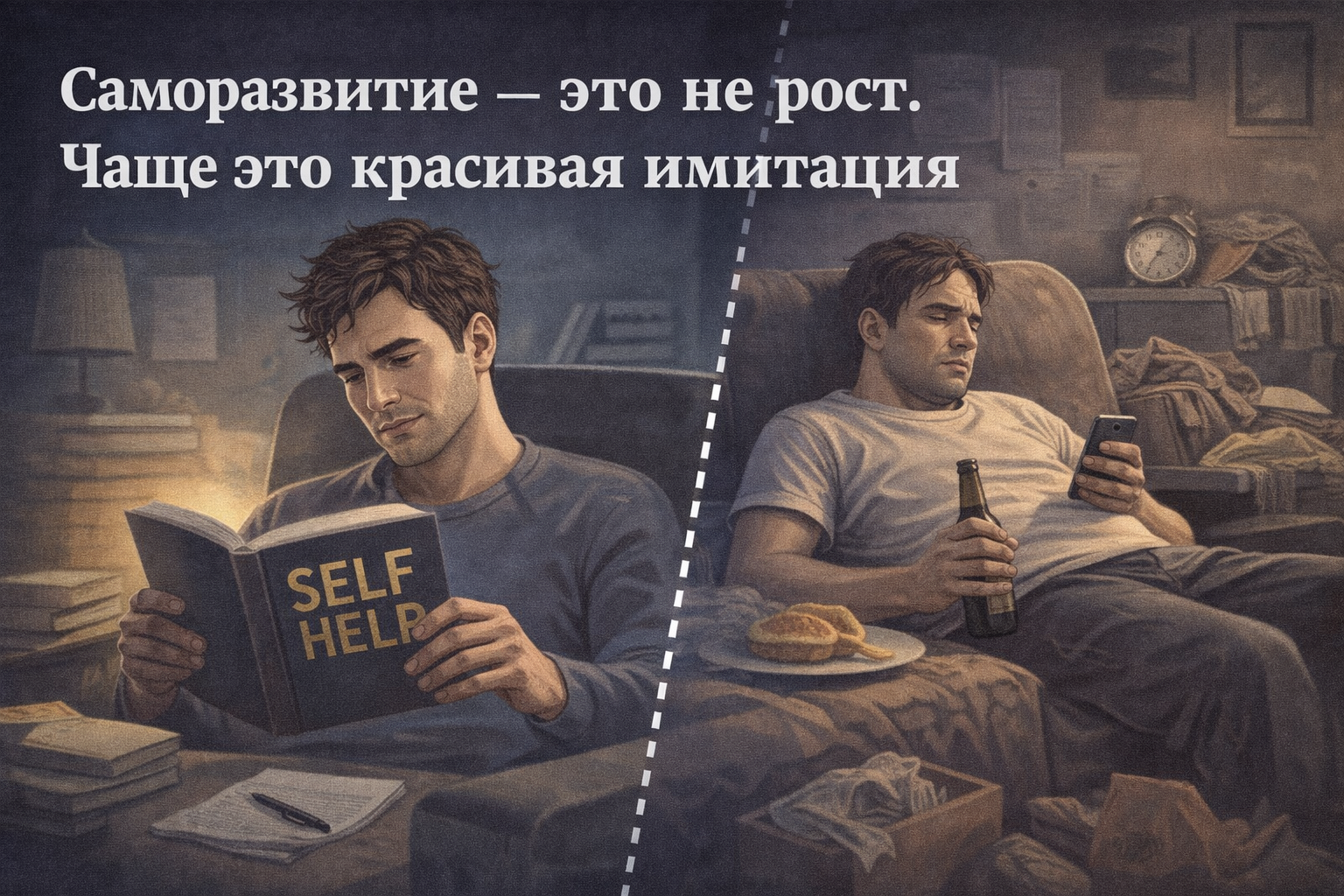 Саморазвитие — это не рост. Чаще это красивая имитация - Личность, Внутренний диалог, Мозг, Сознание, Идеал, Telegram (ссылка), Длиннопост, Личностный рост, Философия, Совершенство, Мотивация, Мышление, Саморазвитие