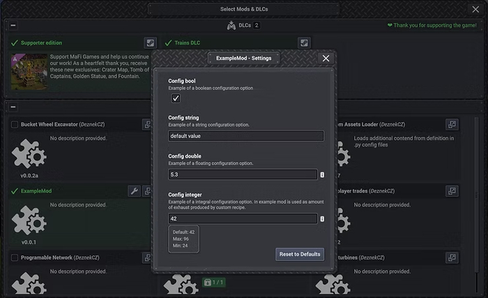 В 4 версии появился интерфейс управления модами и файлы манифестов