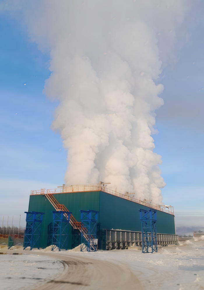 Вентиляторная градирня Каскад, первый запуск.